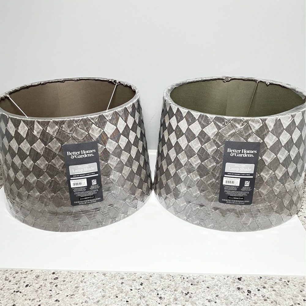Better Homes & Gardens Lamp Shade Set of 2 Large Gray Pleated Squares NEW - Picture 8 of 8